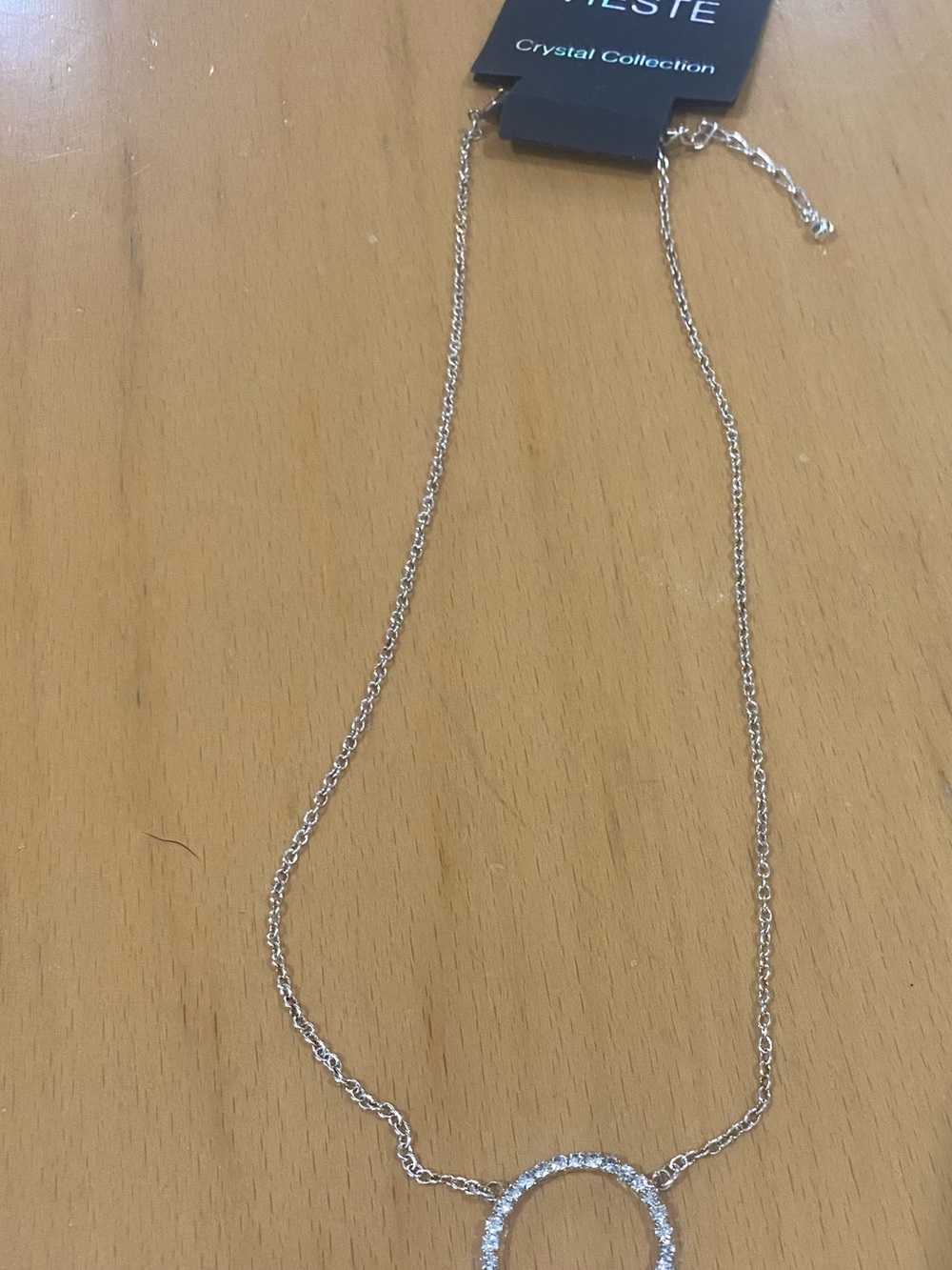 Vieste Silver Open Circle Crystal Pendant Necklace